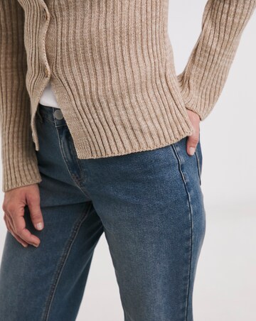 Blue Turn Up Crop Jeans