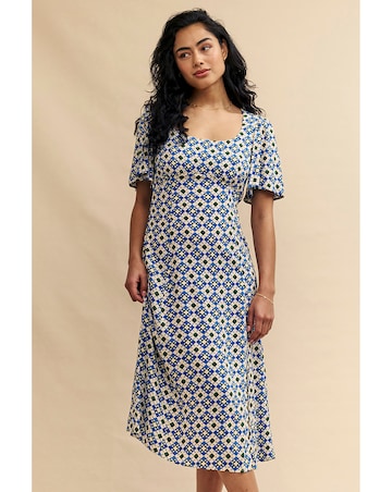Nobody's Child Blue Geometric Dee Dee Midi Dress