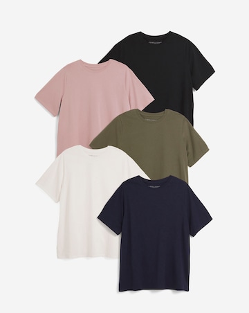 Pure Cotton 5 Pack The Crew Neck Short Sleeve T-Shirt