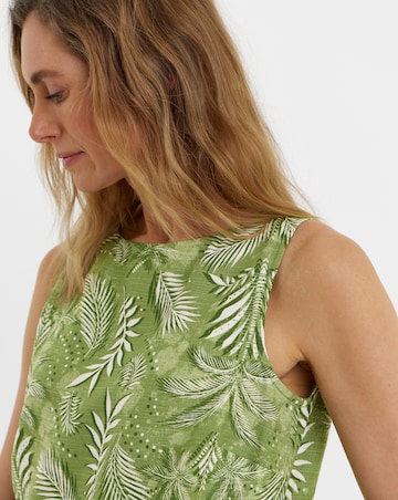 Printed Linen Mix Sleeveless Shell Top