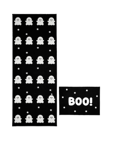 Halloween Ghost Washable Doormat & Runner Set