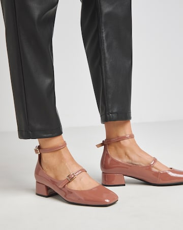 Reno Mary Jane Ankle Strap Block Heel Shoes - Wide Fit (E)