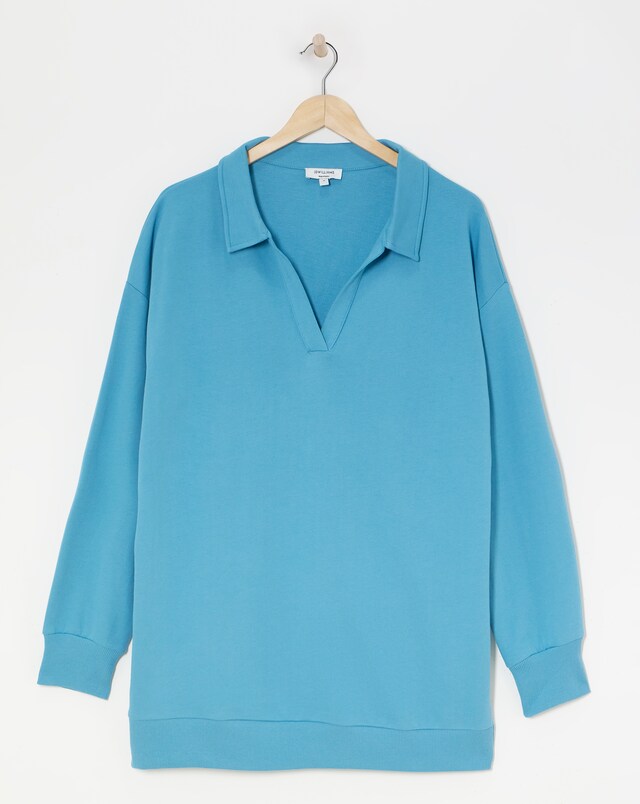 Light Blue Rugby Collar Sweatshirt