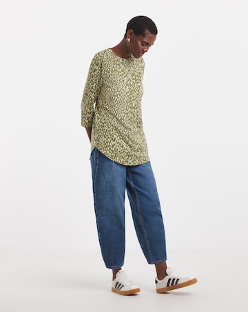 Longline Curved Hem 3/4 Sleeve Top