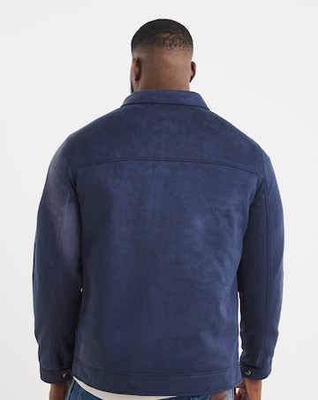 Navy Faux Suede Zip Jacket