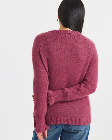 Rose Frill Sleeve Fluffy Yarn Cardigan