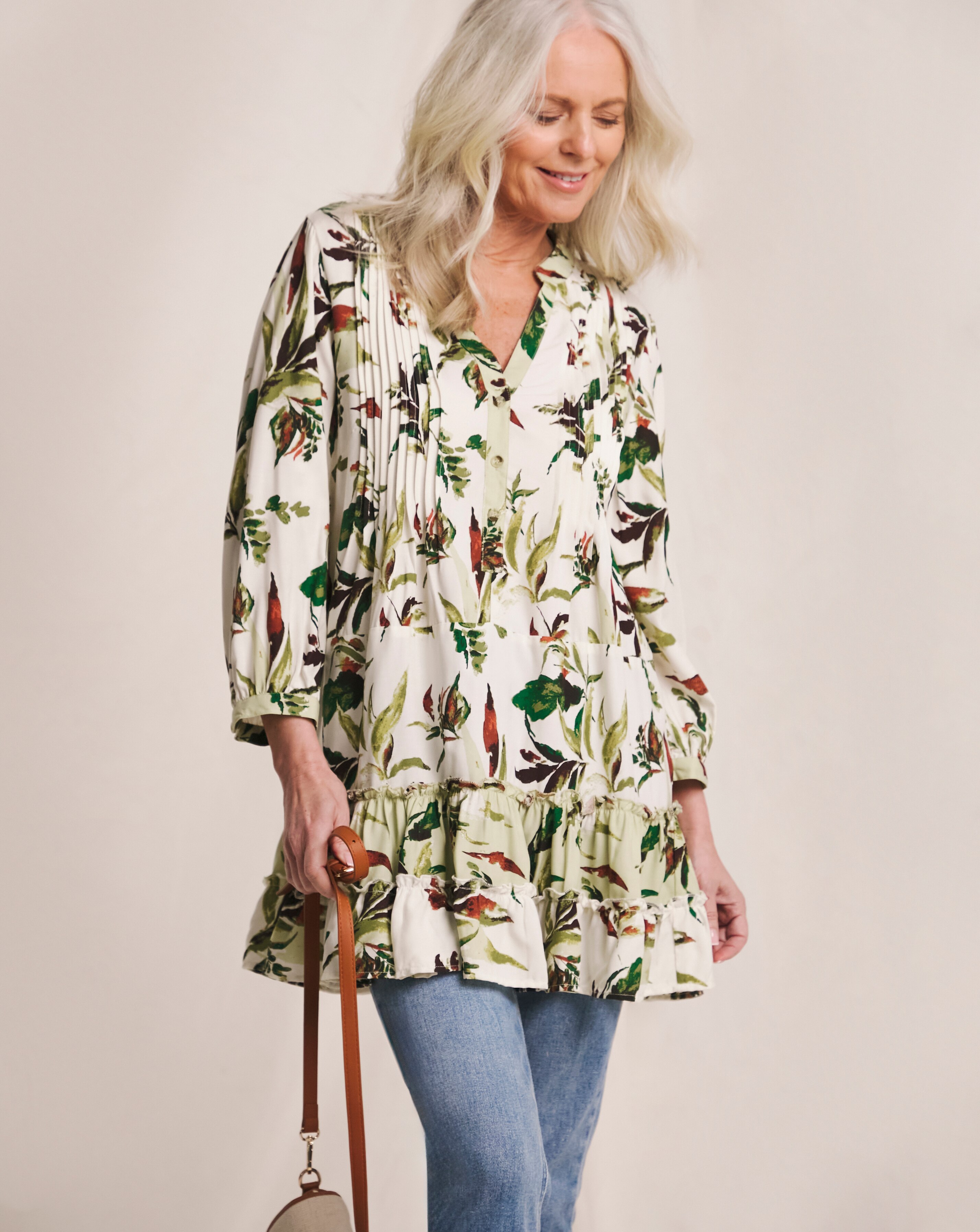 Julipa Mix Print Pintuck Tunic