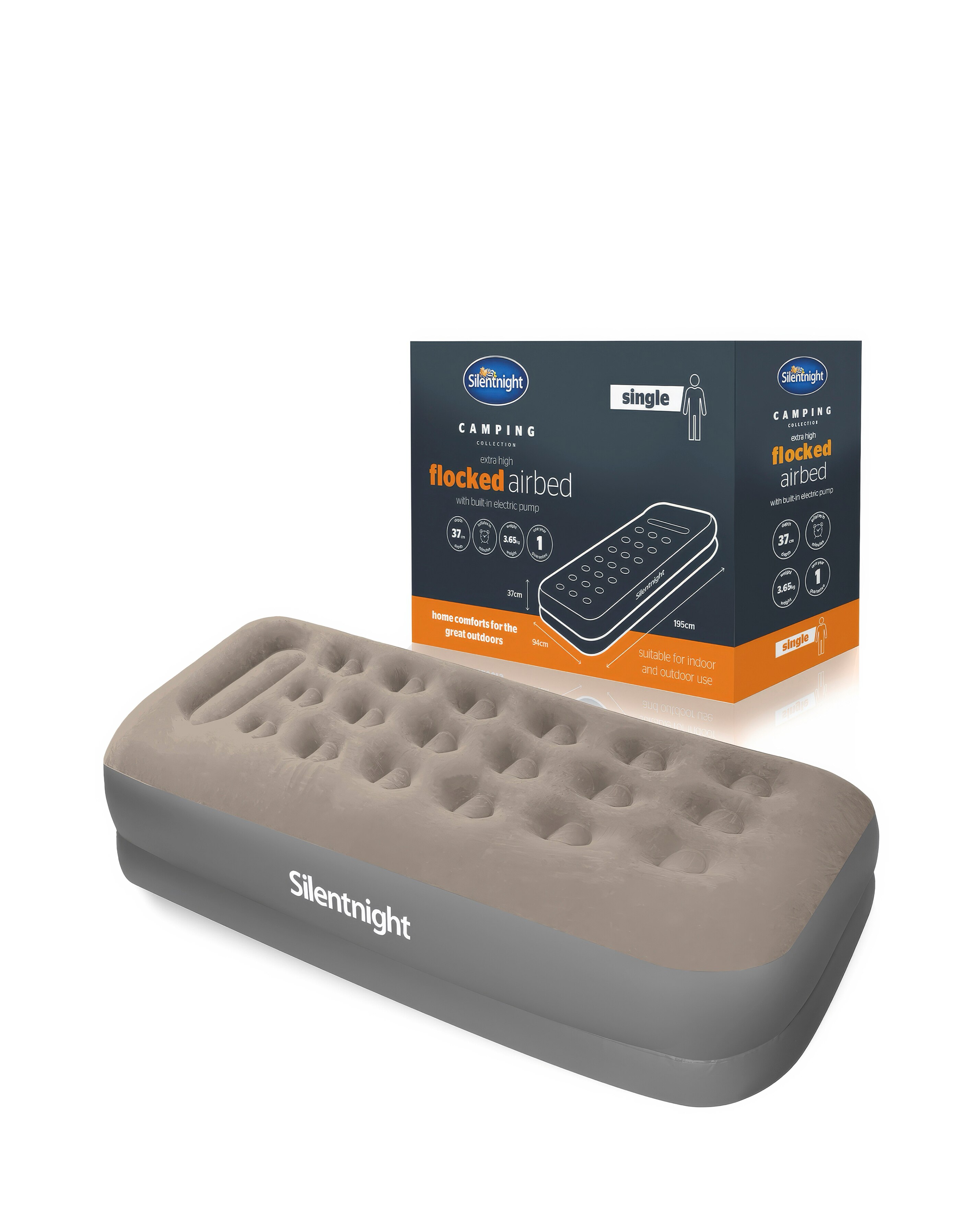 Silentnight Flocked Airbed with Electric Pump - Single