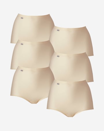 Sloggi 6 Pack Basic Maxi Briefs, Black, Skintone or White