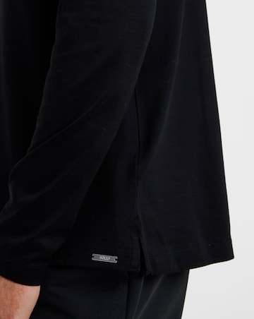 Folio Supima Zip Long Sleeve Polo-Black