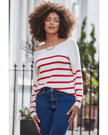 Sosandar Stripe Bow Back Detail Jumper