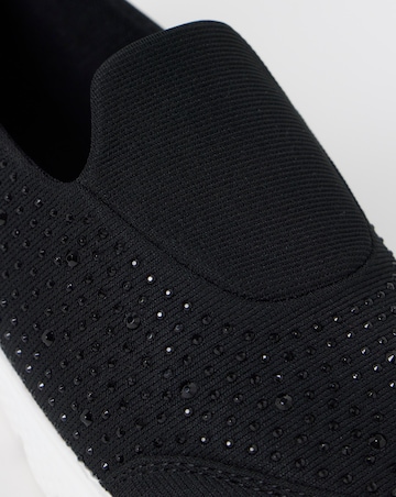 Cushion Walk Black Sparkle Arch Slip-On Trainers - Wide Fit (E)