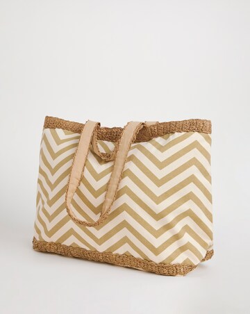 Natural Raffia Chevron Beach Bag