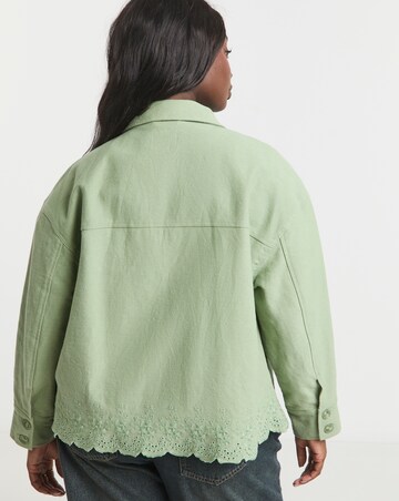Simply Be Matcha Broderie Hem Utility Cropped Jacket