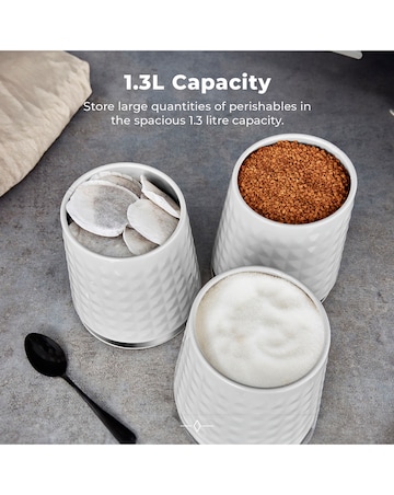 Tower Solitaire Set of 3 Canisters White