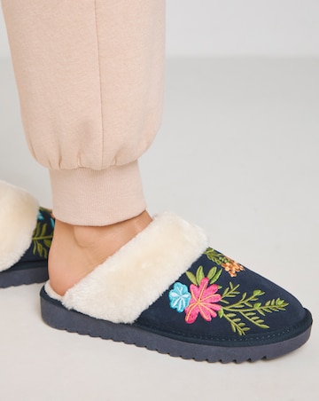 Diggy Embroidered Mule Slipper Extra Wide EEE Fit