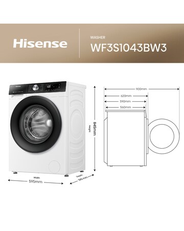 Hisense 3S Series WF3S1043BW3 WiFi-enabled 10kg 1400 Spin Washing Machine White