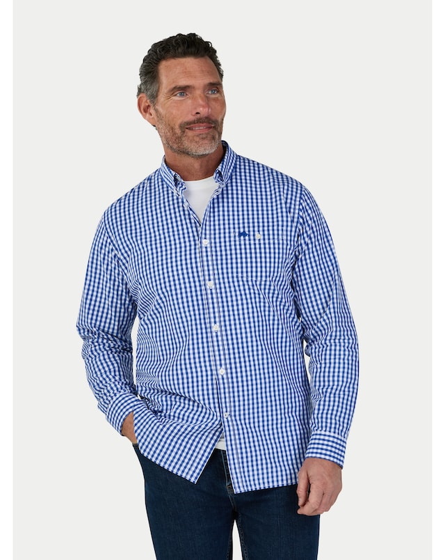 Raging Bull Classic Long Sleeve Gingham Shirt Navy