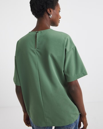 Crepe Boxy Short Sleeve Top