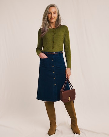 Julipa Pure Cotton Cord Button Down Skirt