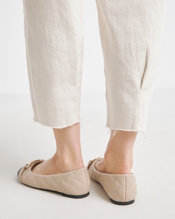 Ari Quilted Ballerinas With Trim - Wide Fit (E)