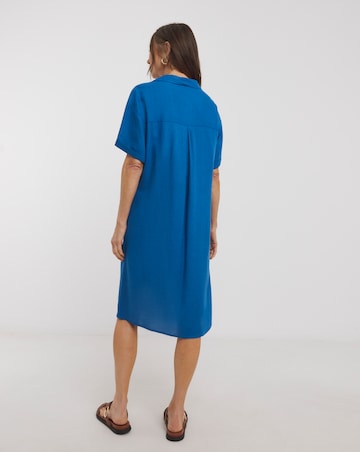 Linen Mix Collared Tunic Dress
