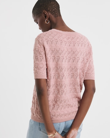 Blush Crochet Short Sleeve Jumper