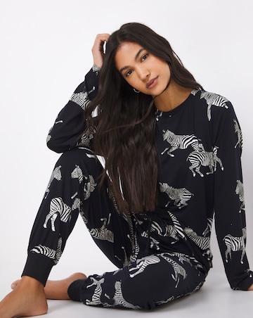 Chelsea Peers Jersey Zebra Print Crew Pyjama Set