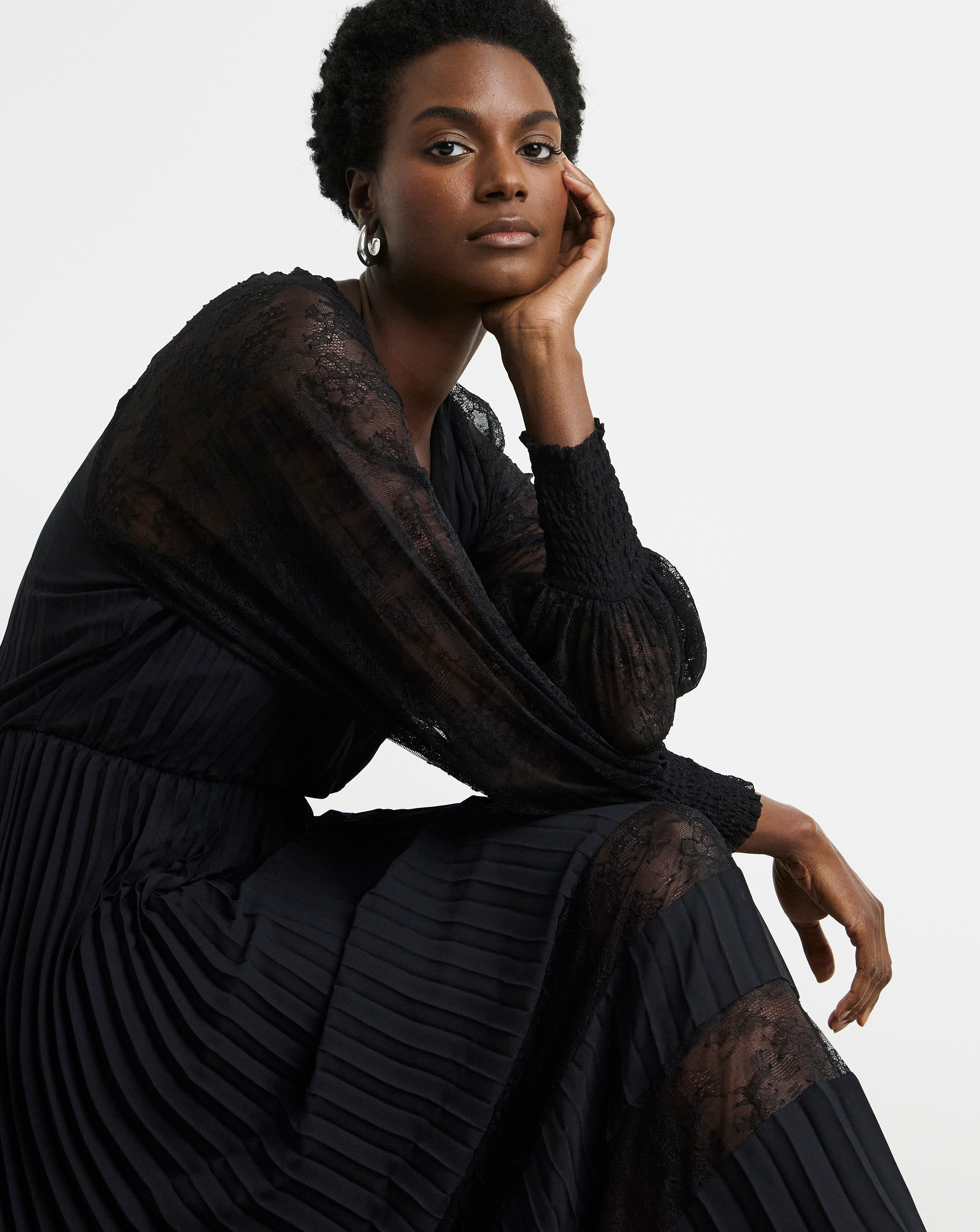 Joanna Hope Pleated Dress With Lace Detail | JD Williams