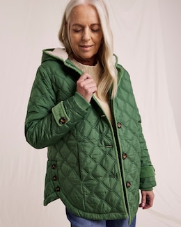 Julipa  Quilted Button Side Hooded Coat