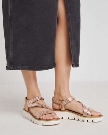 Heavenly Feet Fresco Strappy Glitter Sandals Wide Fit