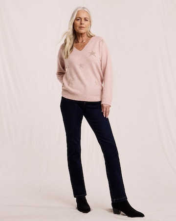 Julipa Intarsia Star Deep V Neck Jumper