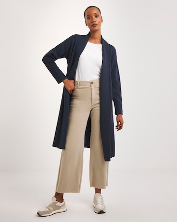 Navy Collar Detail Longline Coatigan