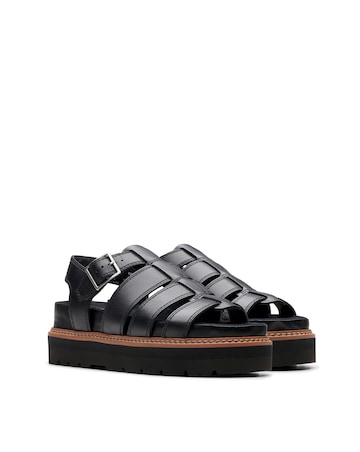 Clarks Black Orianna Leather Twist Sandal Standard Fit