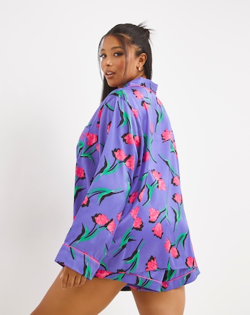 Nobodys Child Satin Revere Long Sleeve Shortie PJ Set