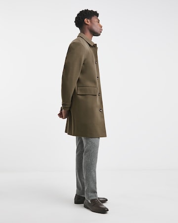 Faux Wool Mac with Cuff Tabs