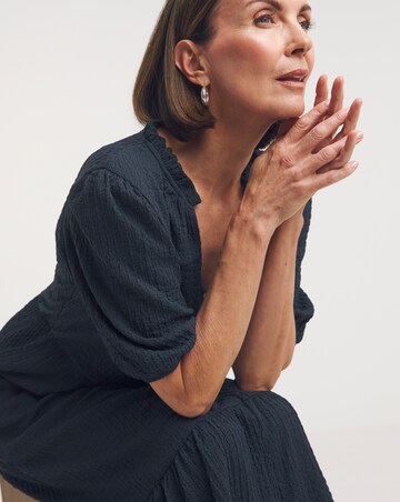 Textured Jersey Midi Smock Dress