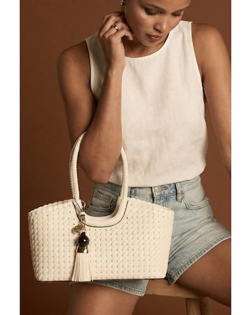 Luella Grey Paige Black Whipstitch Tote