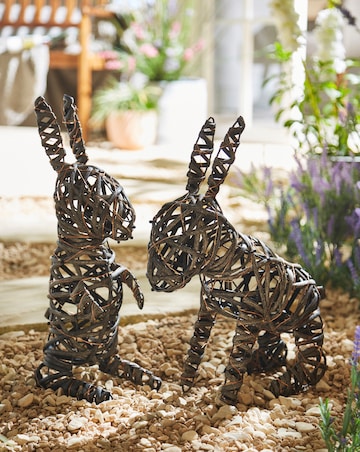 2 Mains Powered Lit Rabbits