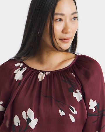 Printed Satin Raglan Sleeve Blouse