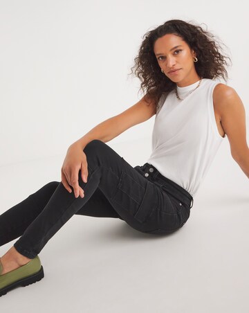 Washed Black Cargo Skinny Leg Jeans