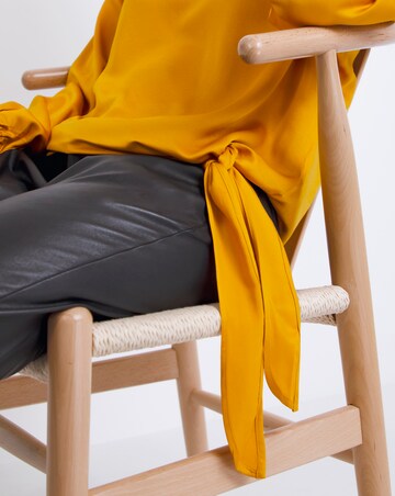 Yellow V-Neck Long Sleeve Top With Side Tie