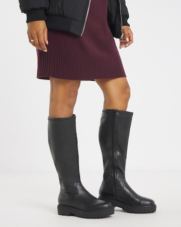 Kacey Chunky Knee High Boots - Extra Wide Fit (EEE) & Super Curvy Calf