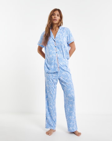 Joe Browns Fern Print Pyjama Set Cornflower Blue