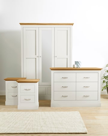 Julipa Ashford 4 Piece Package (2 x Bedside, 6 Drawer Chest, 3 Door Wardrobe)