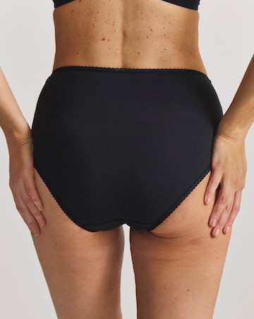 Pretty Secrets (4 Pack) Lace Top Cotton Full Fit Brief Knickers Black