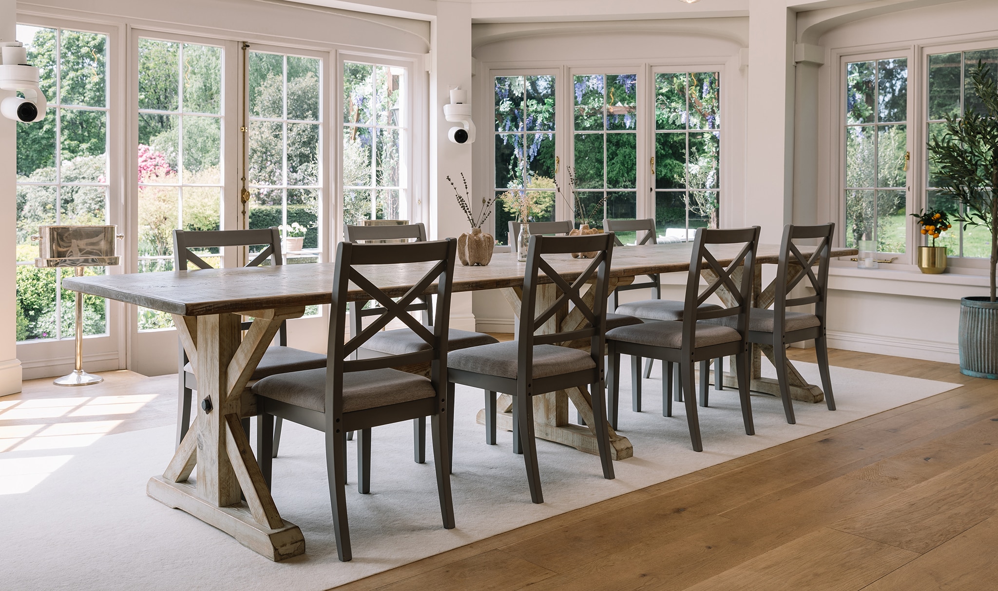 An 8 seat dining table and chairs