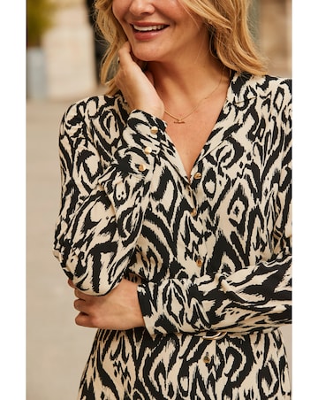 Sosandar Ikat Belted Midi Shirt Dress