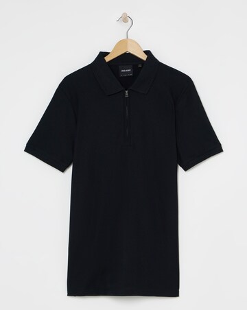 Lyle & Scott Short Sleeve Ottoman Half Zip Polo - Black