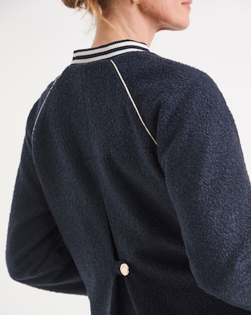 Navy Boucle Varsity Jacket